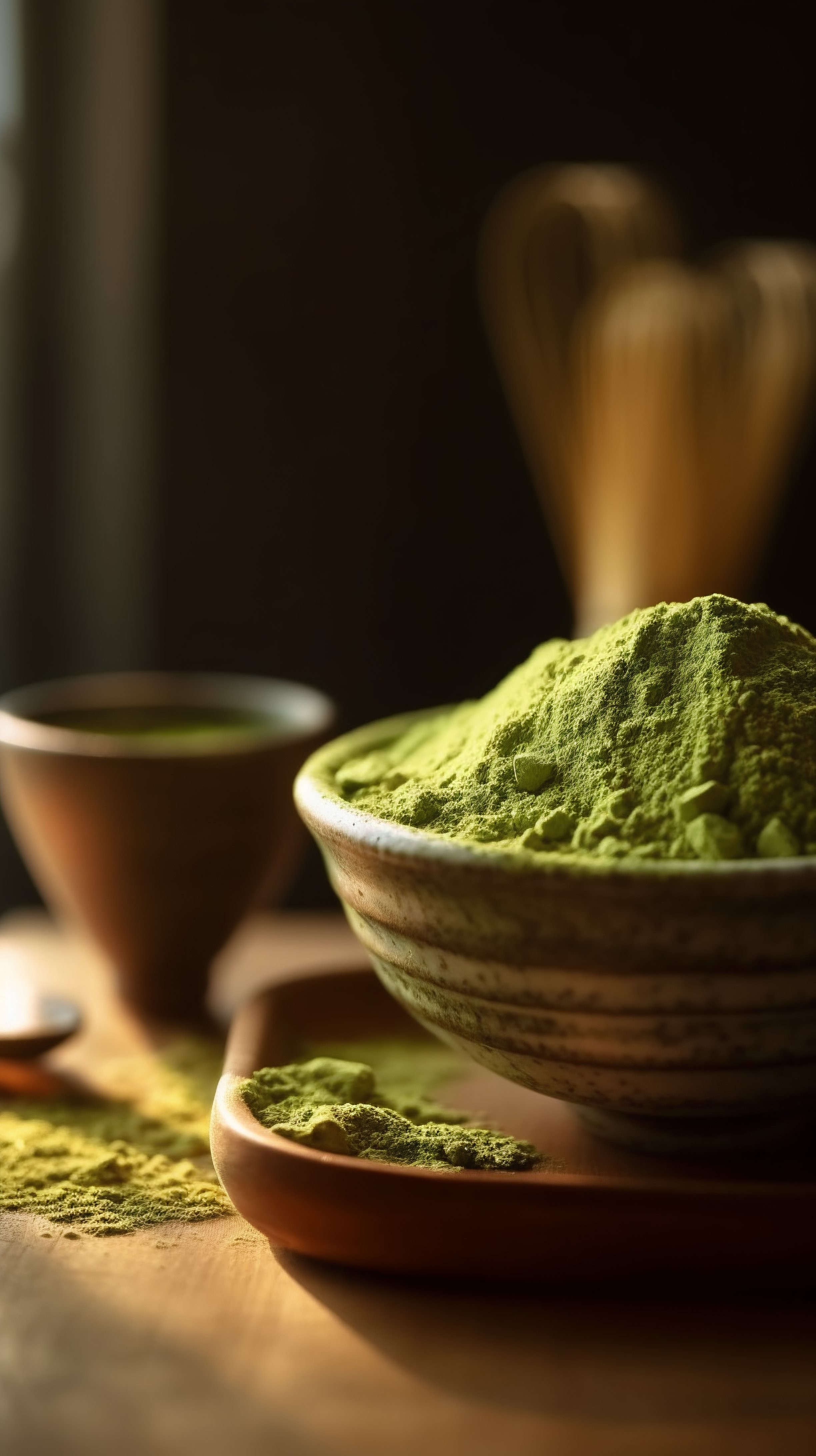 Vibrant Matcha Powder in Elegant Bowls