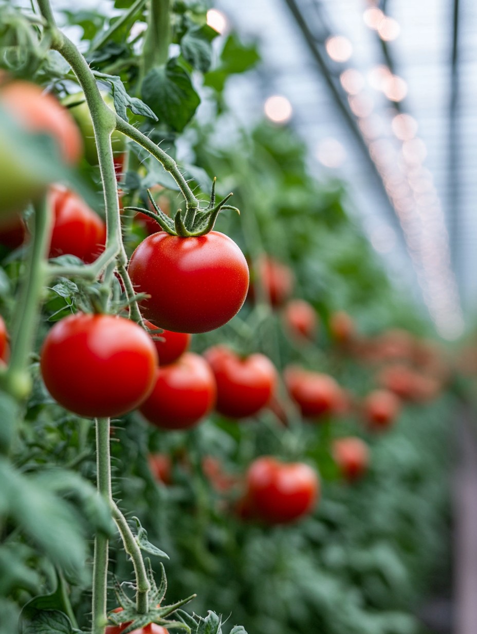 Tomates Rojos Vibrantes en un Invernadero