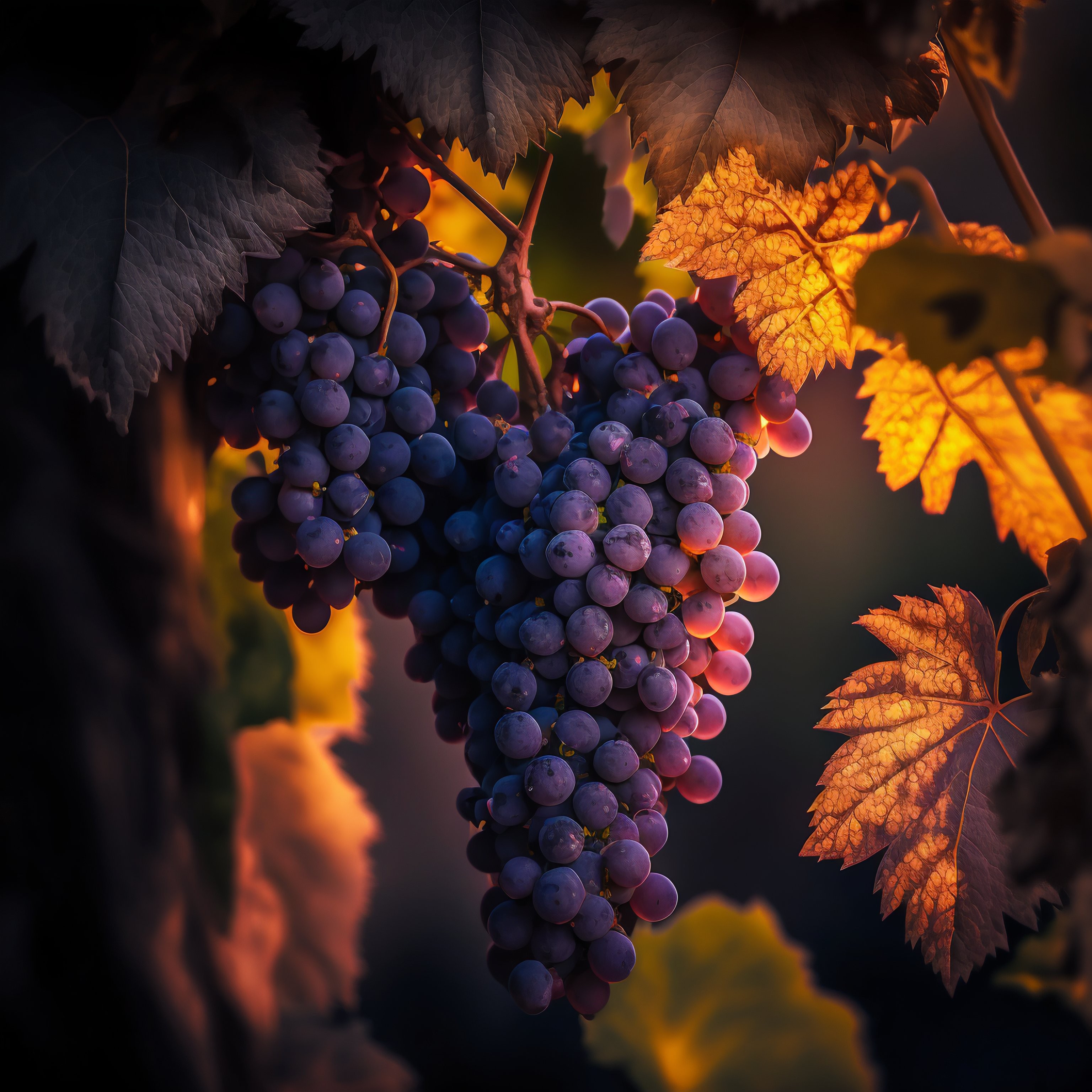Vineyard at sunset