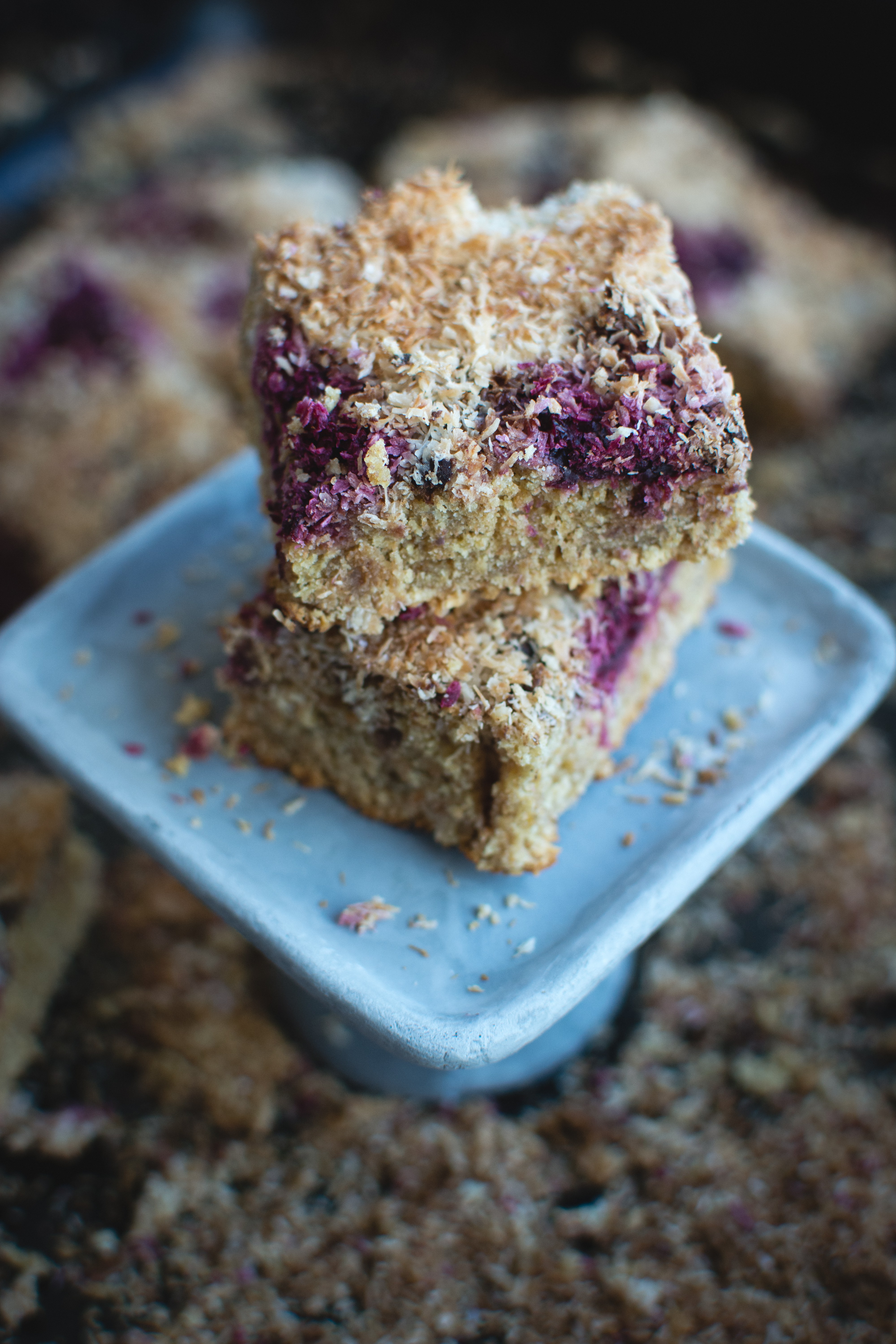 Whole wheat cake with cherries and coconut