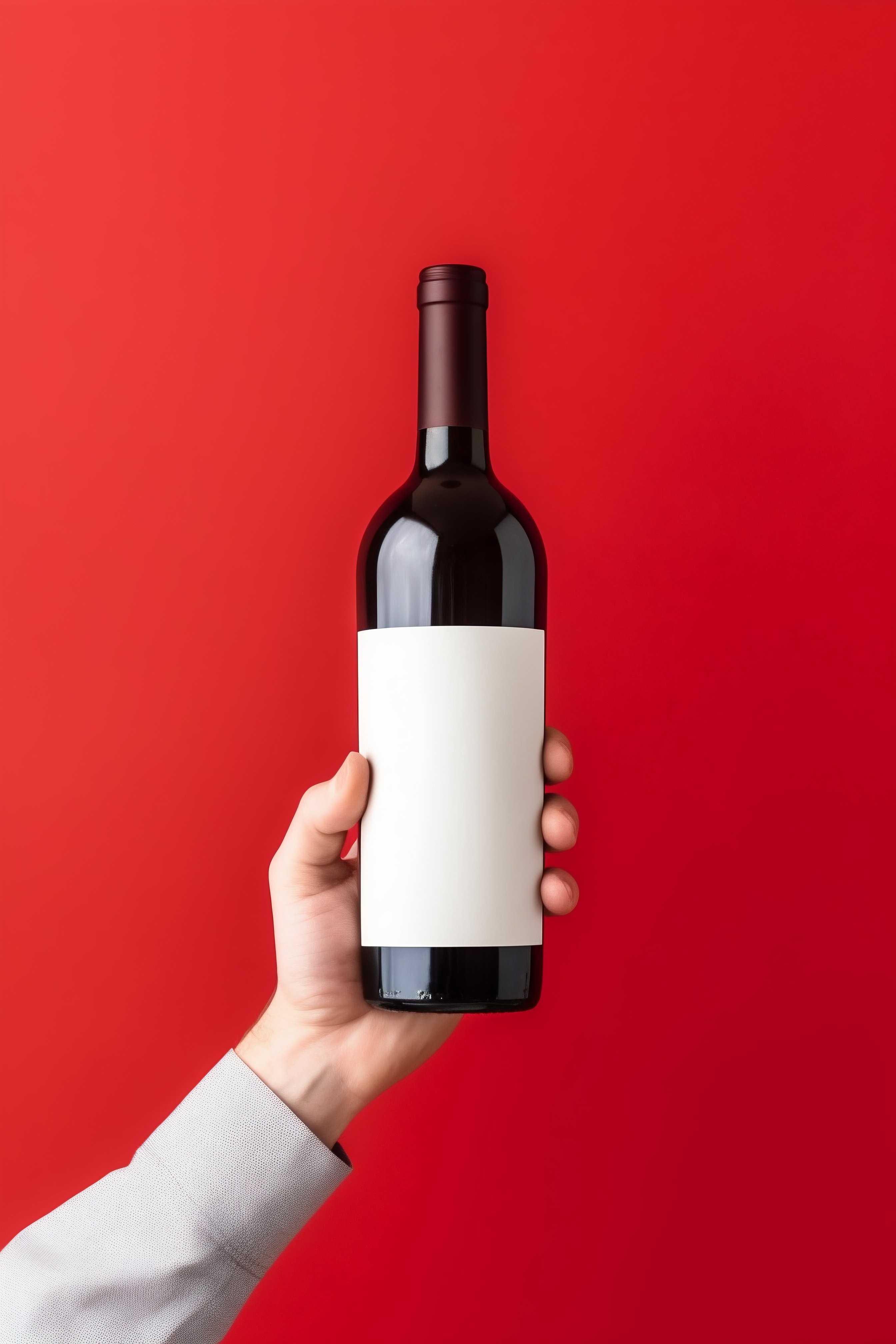 Mockup de garrafa de vinho na mão