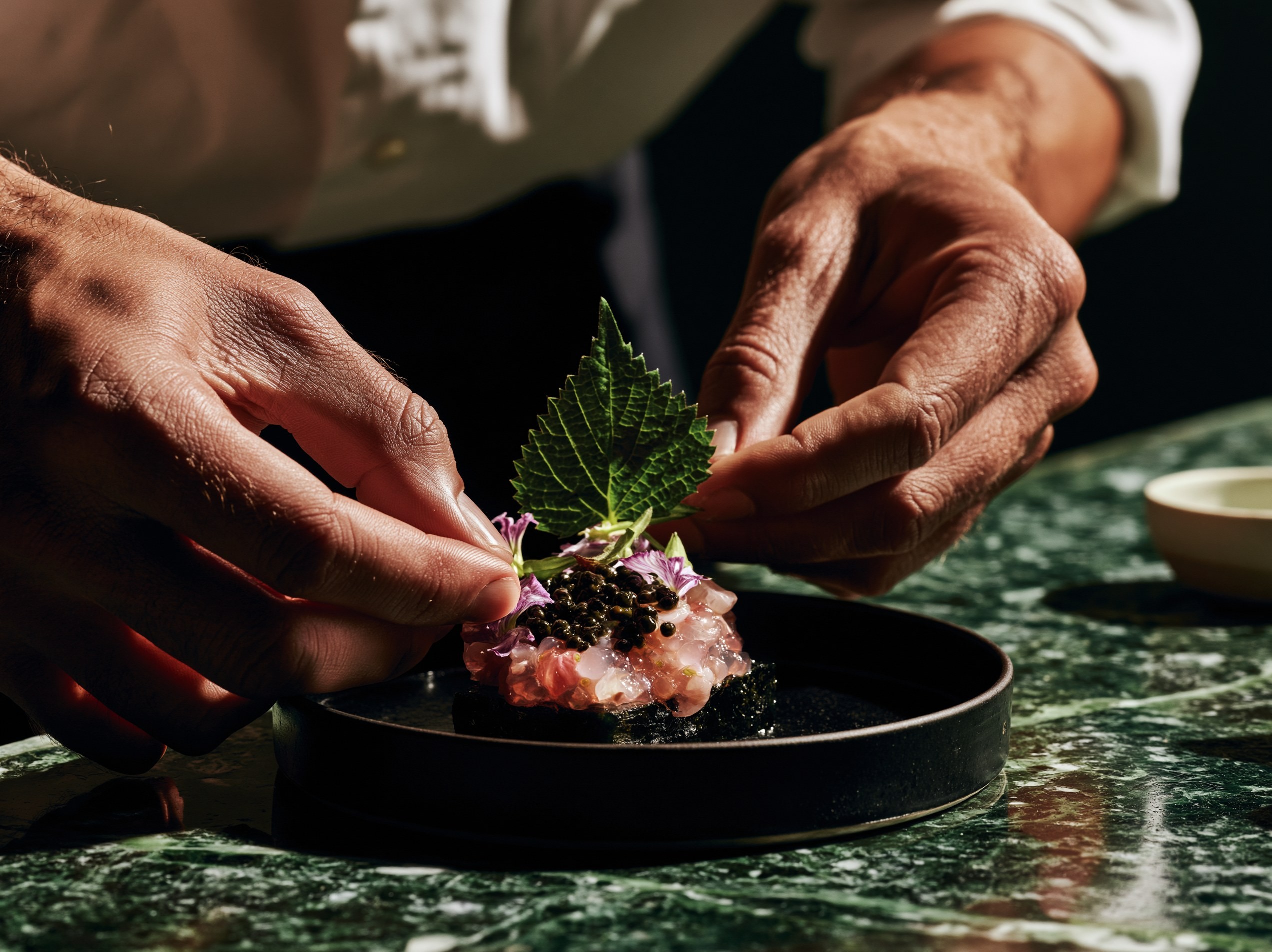 Artful Presentation of Gourmet Fish Dish