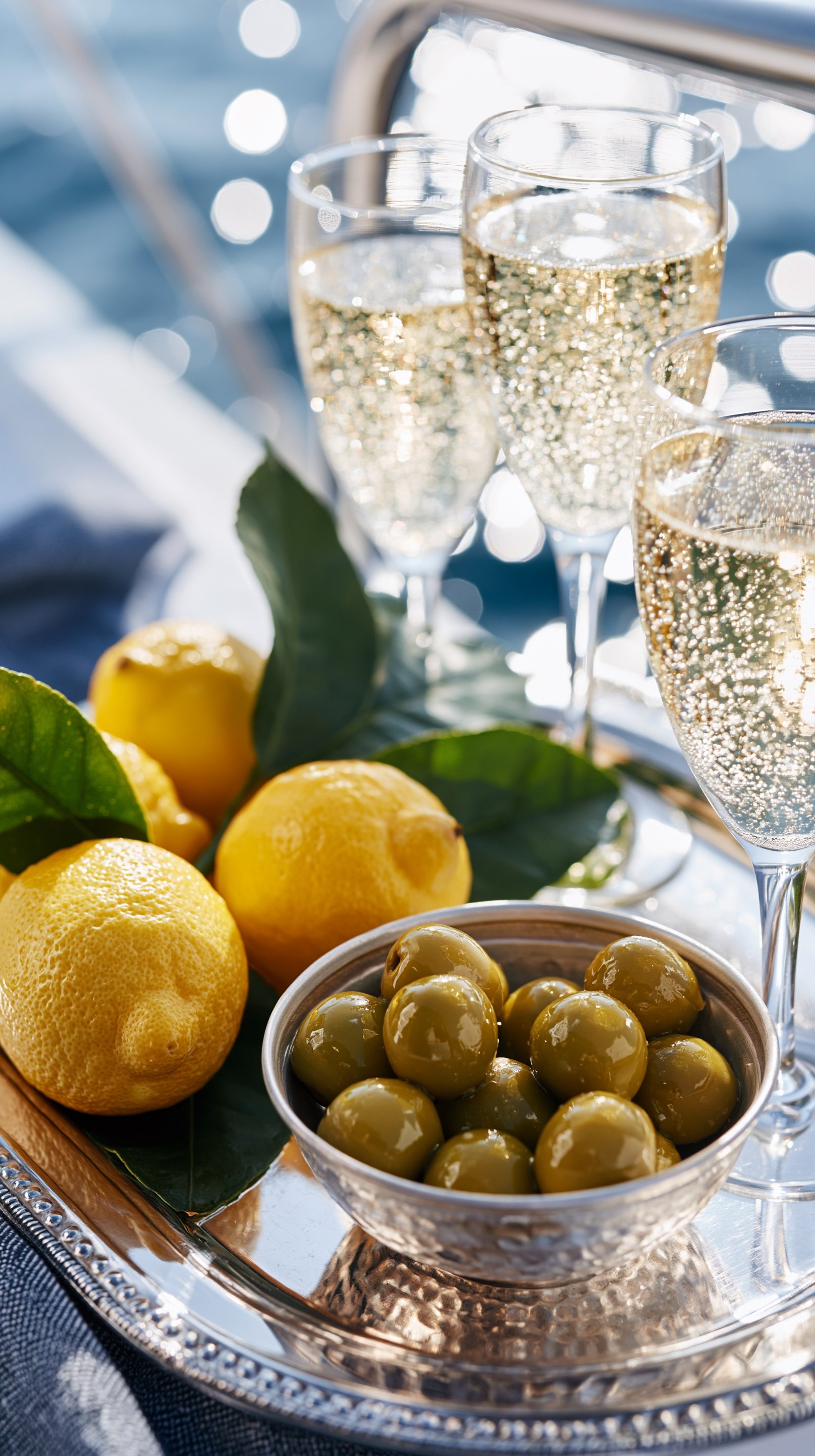 Chic Citrus and Olive Appetizer with Sparkling Wine