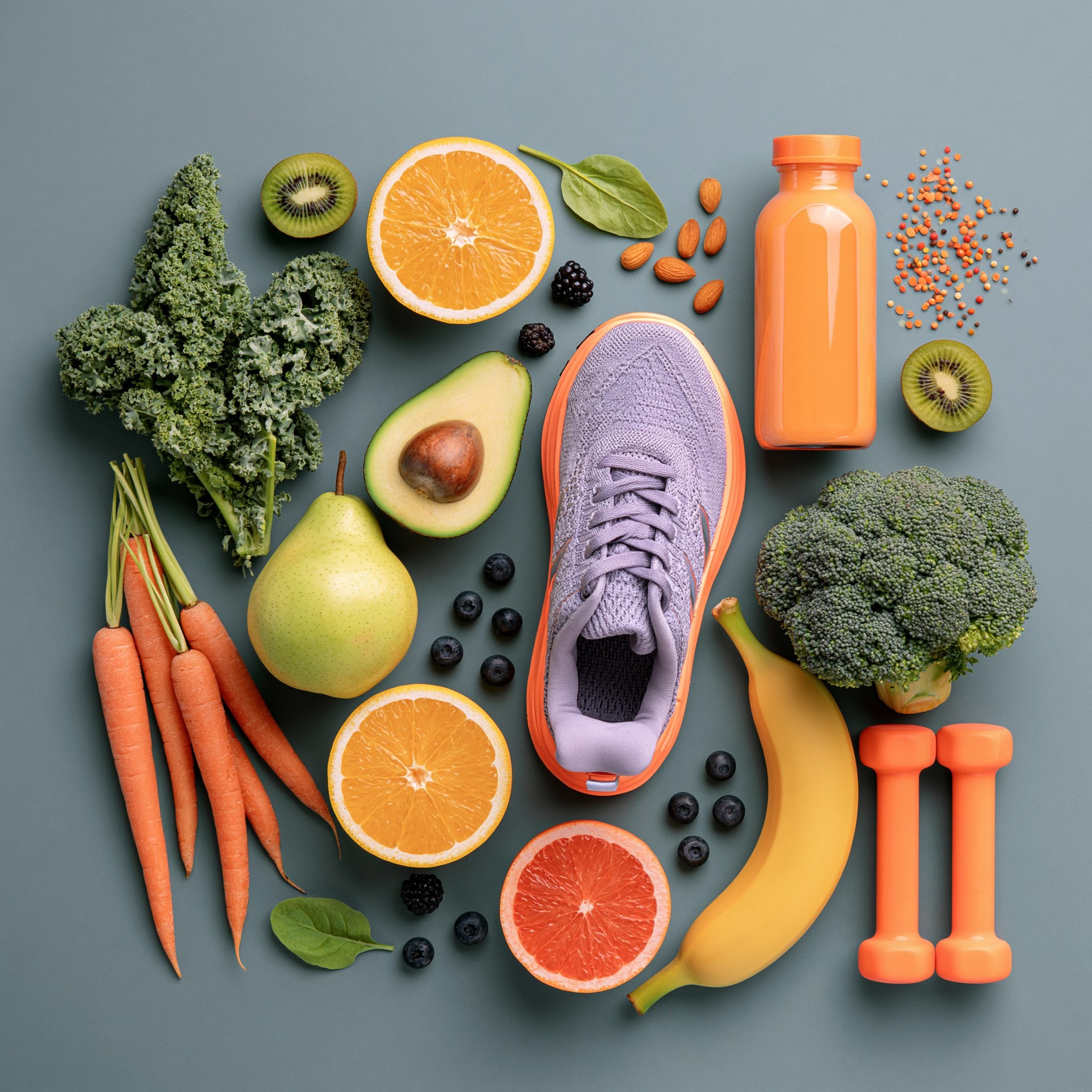 Colorful Healthy Lifestyle Flat Lay
