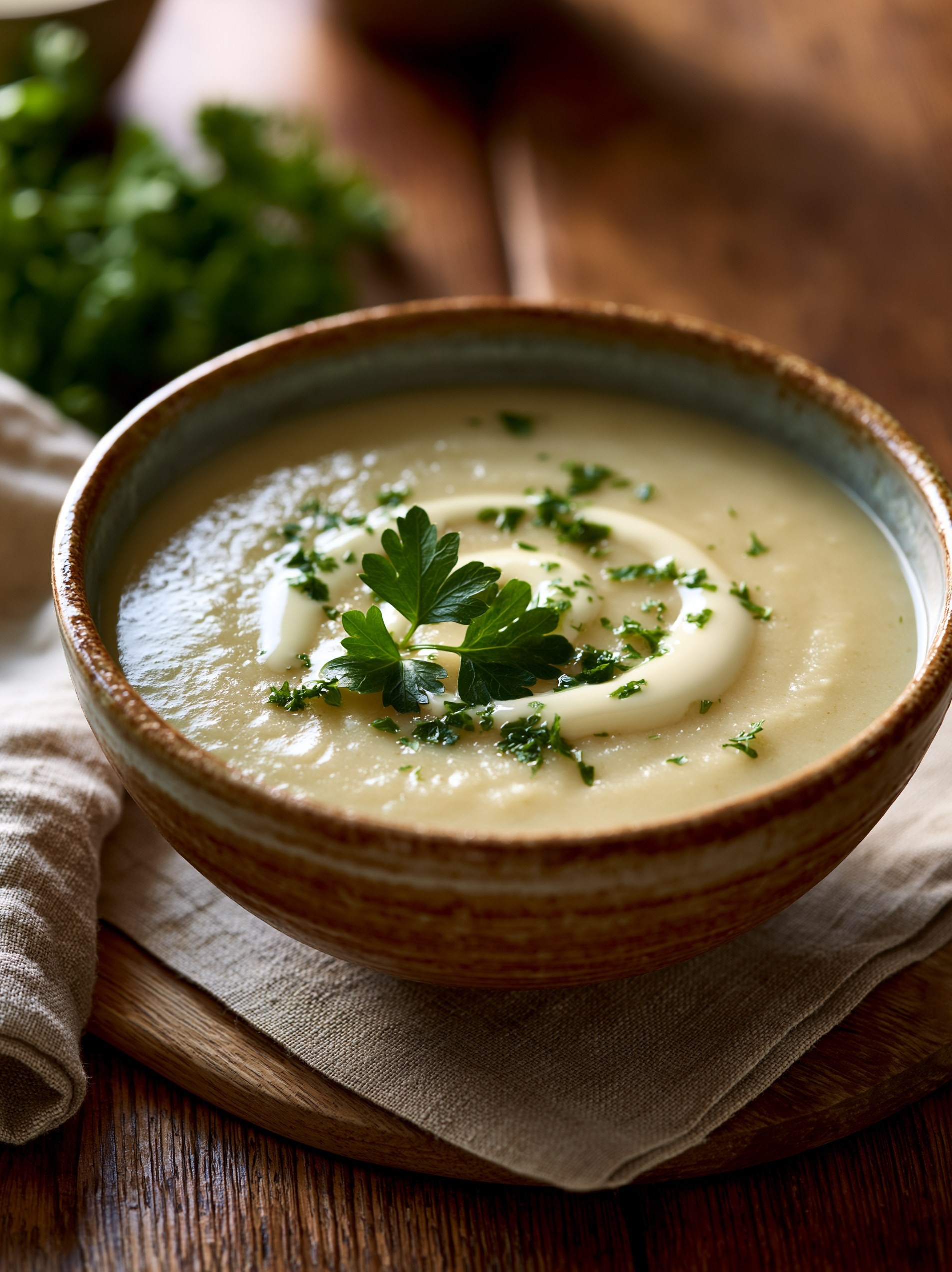 Sopa Cremosa de Chirivía con Hierbas Frescas