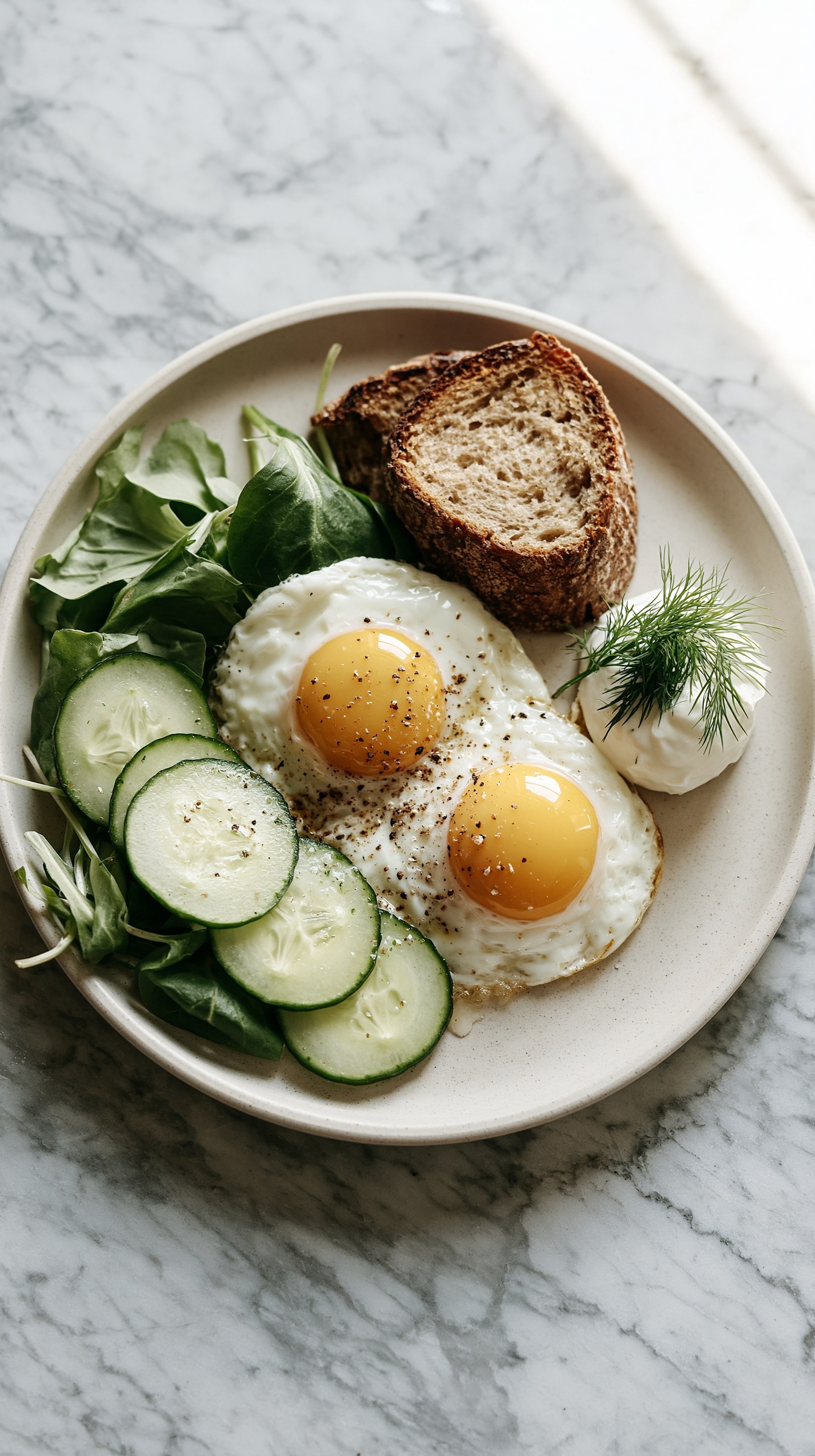 Delicious Breakfast with Eggs and Fresh Greens