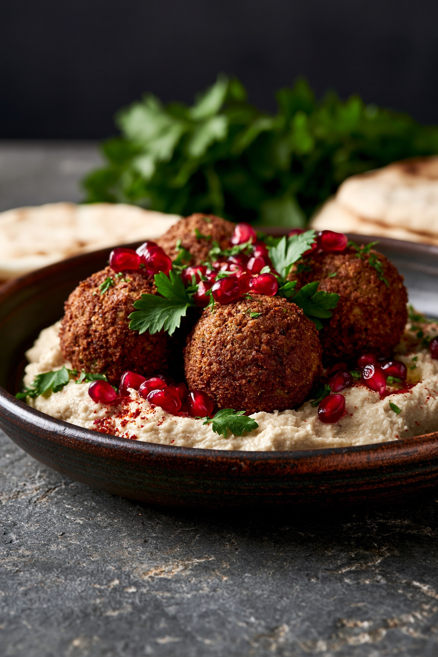 Delicioso Falafel con Hummus y Granada