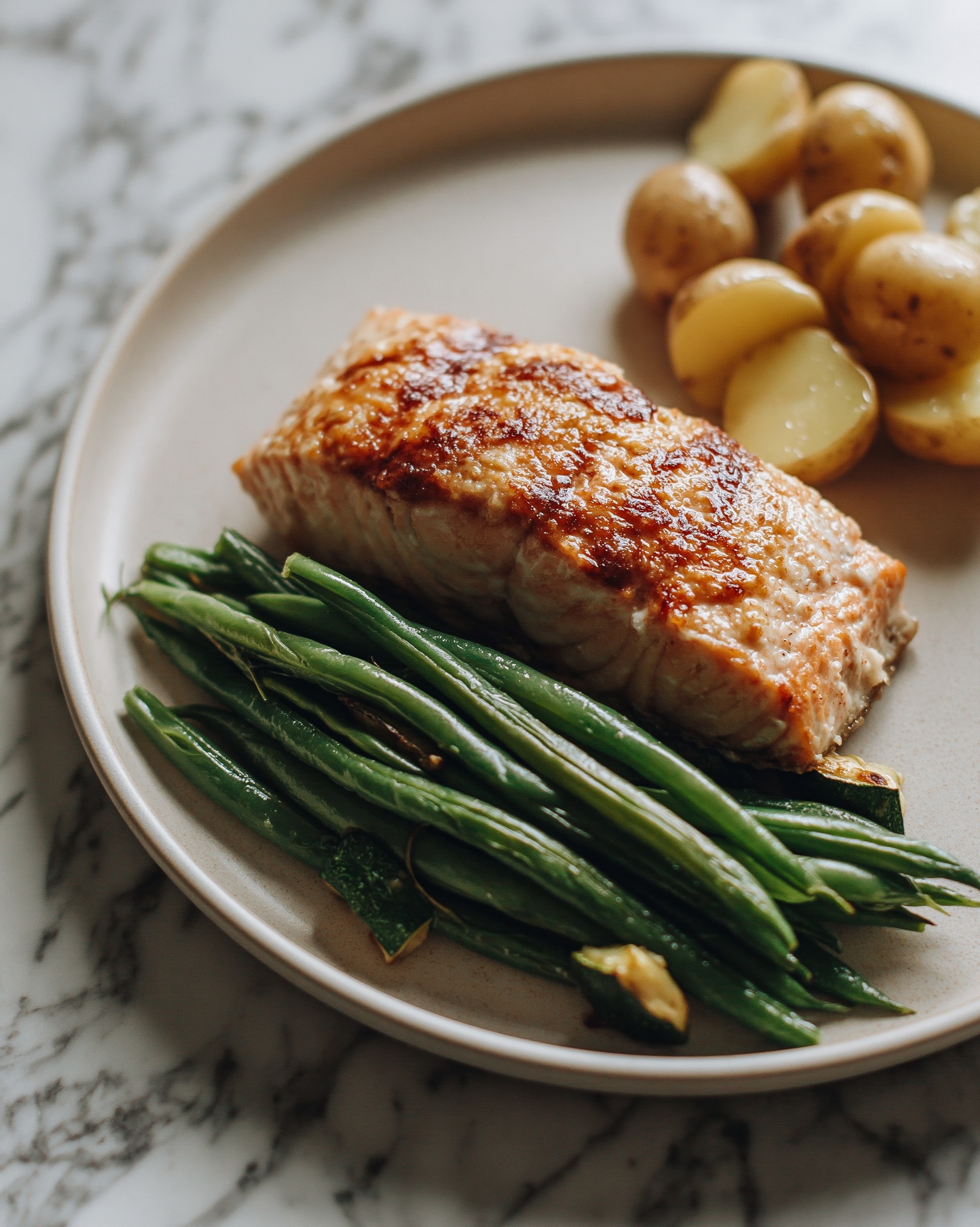 Delicious Grilled Salmon with Potatoes and Greens