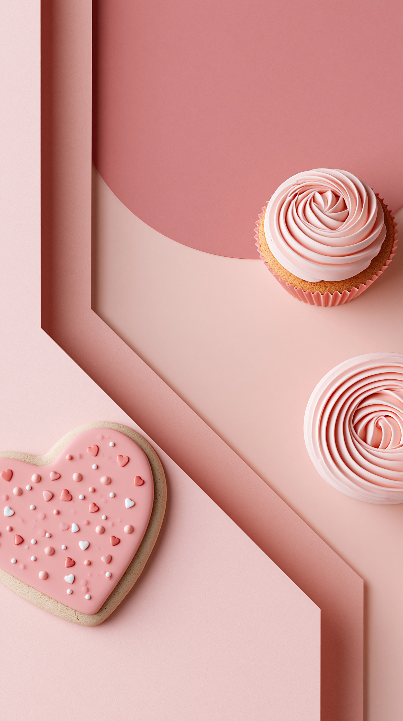 Delicious Pink Cupcake and Heart Cookie Delight
