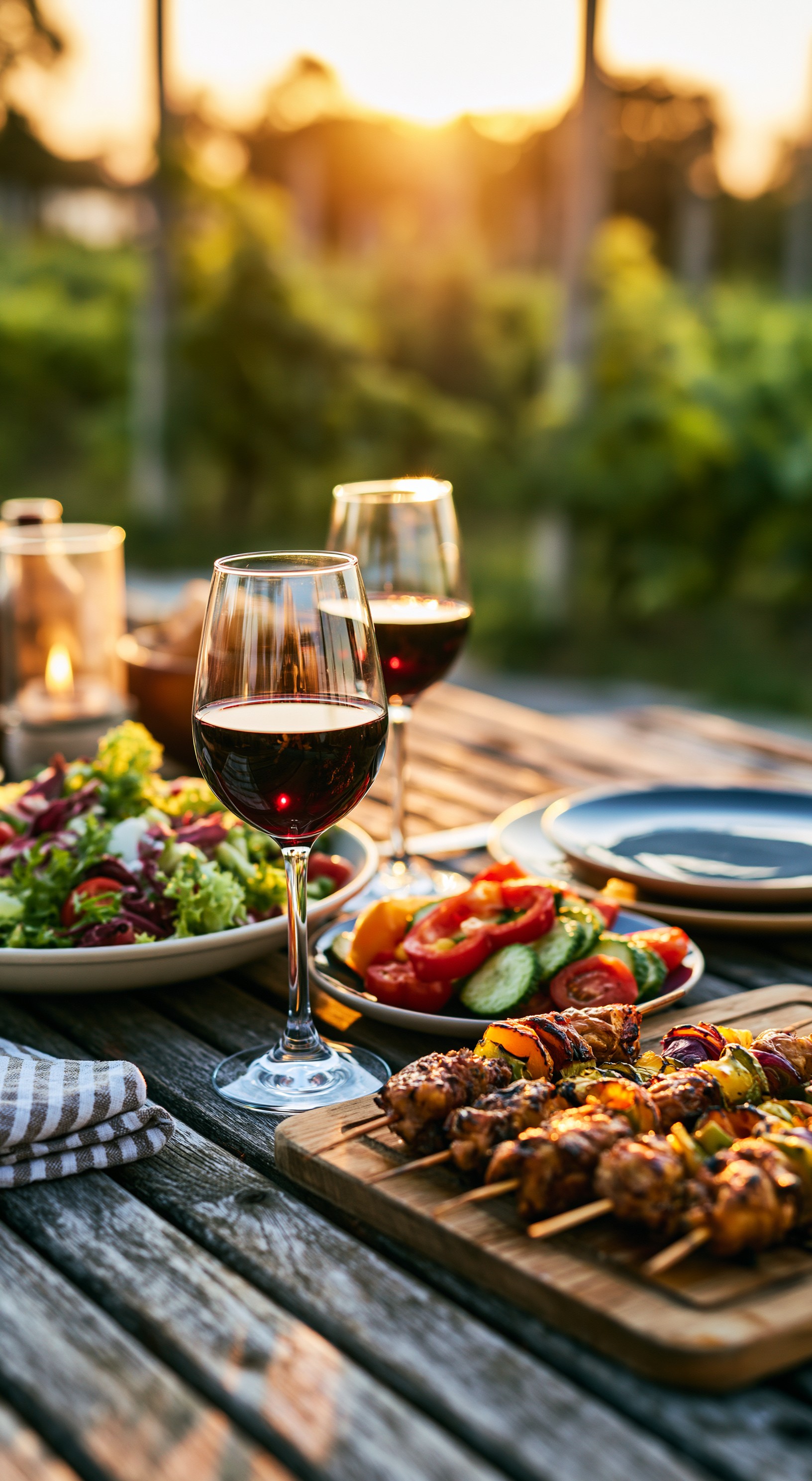 Delicious Summer BBQ with Wine and Fresh Salad