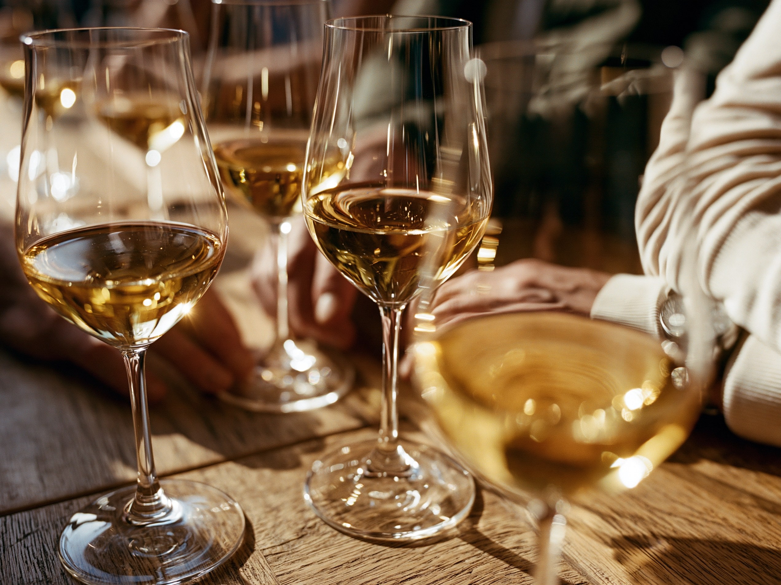 Elegant Wine Glasses with White Wine