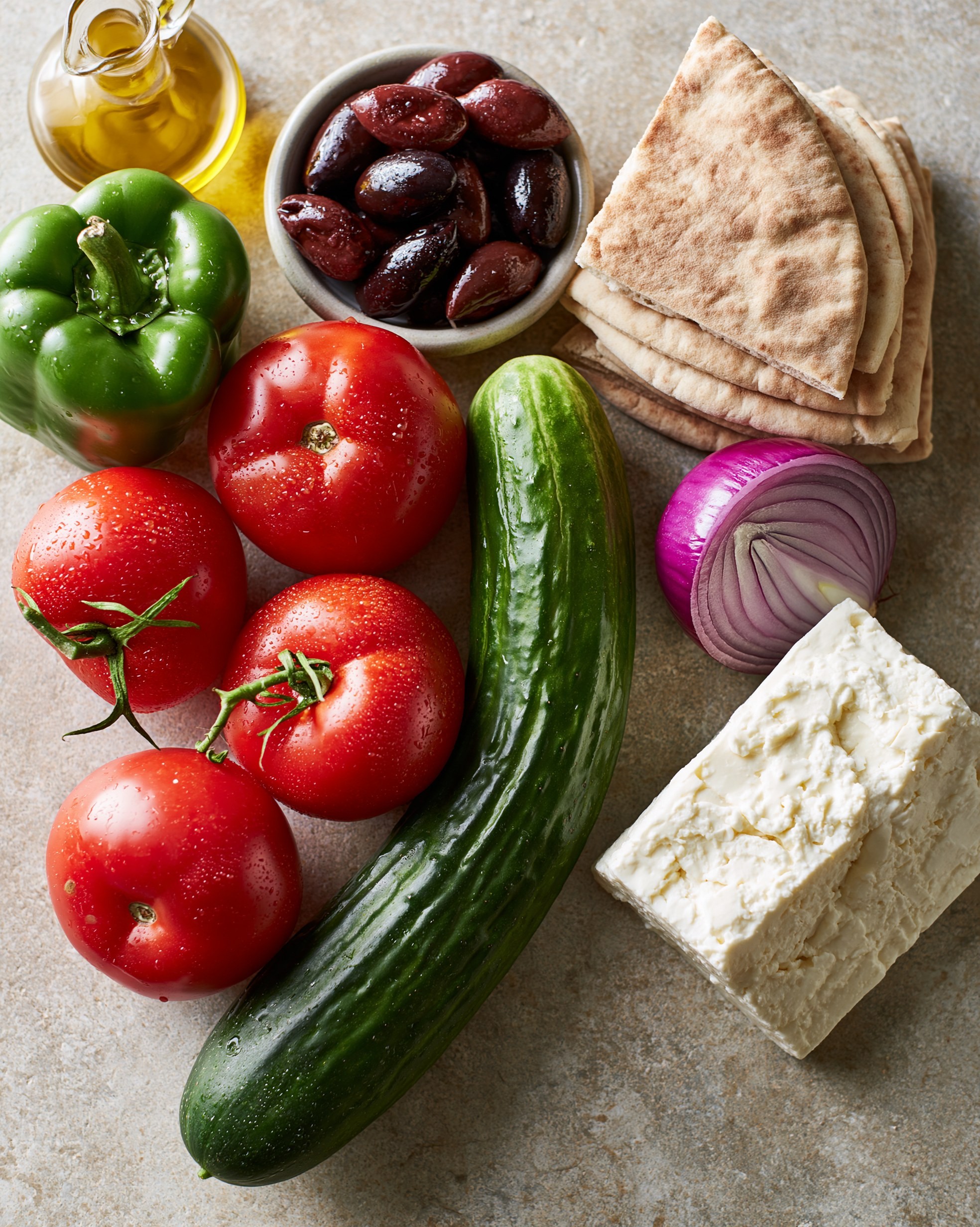 Ingredientes Frescos para Ensalada Griega