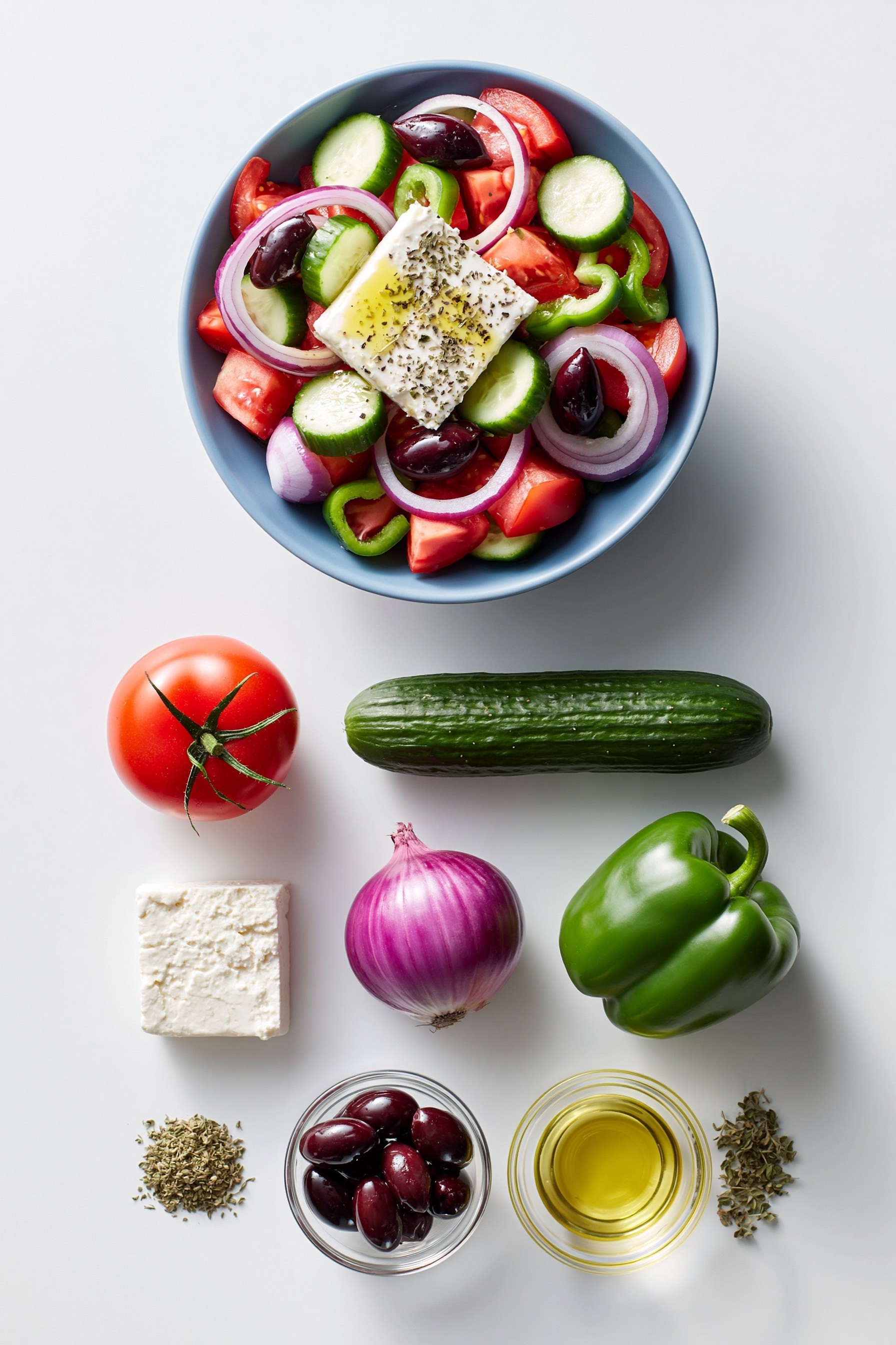 Ensalada Griega Fresca con Feta y Aceitunas