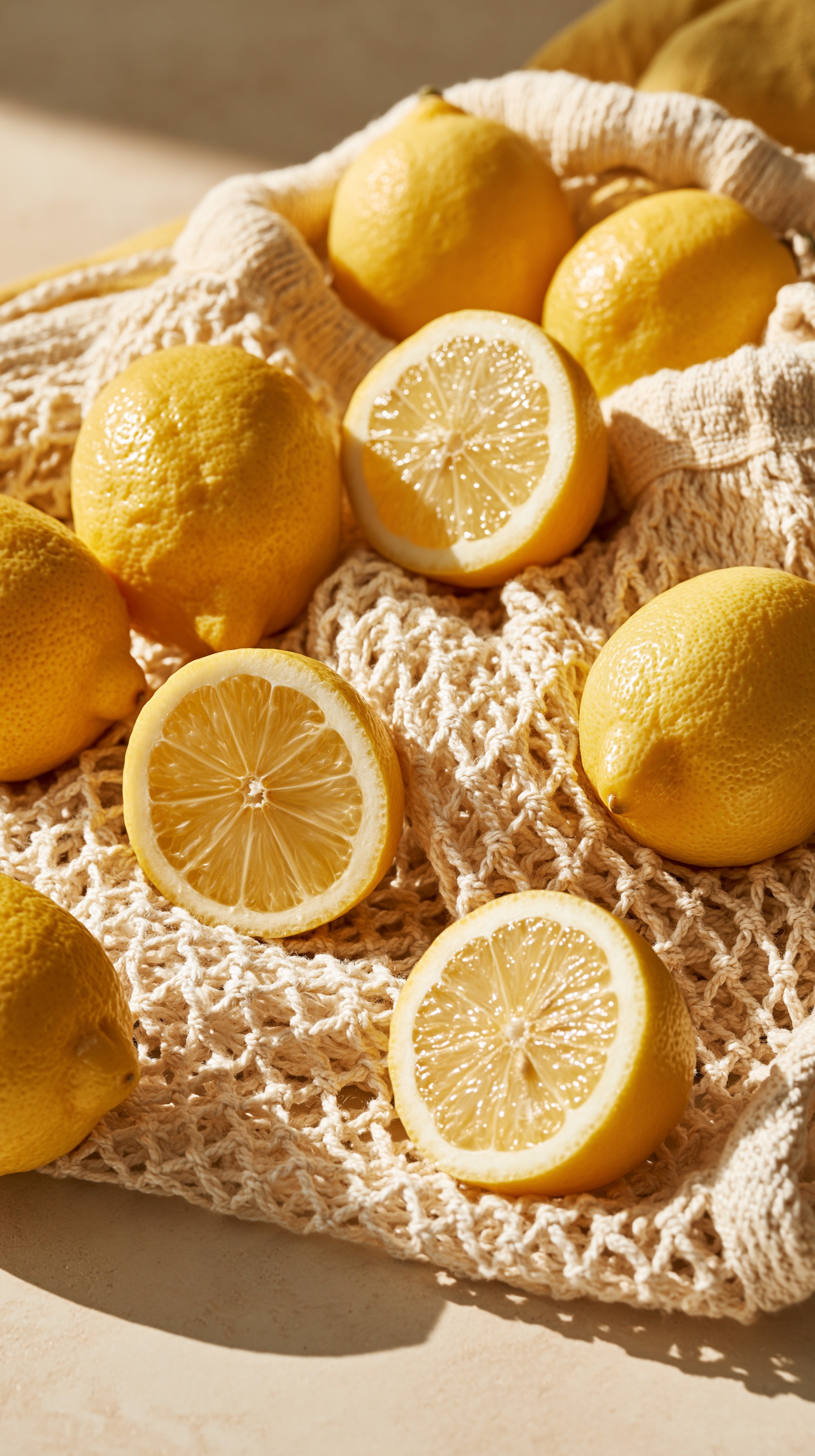 Fresh Lemons on Knit Fabric