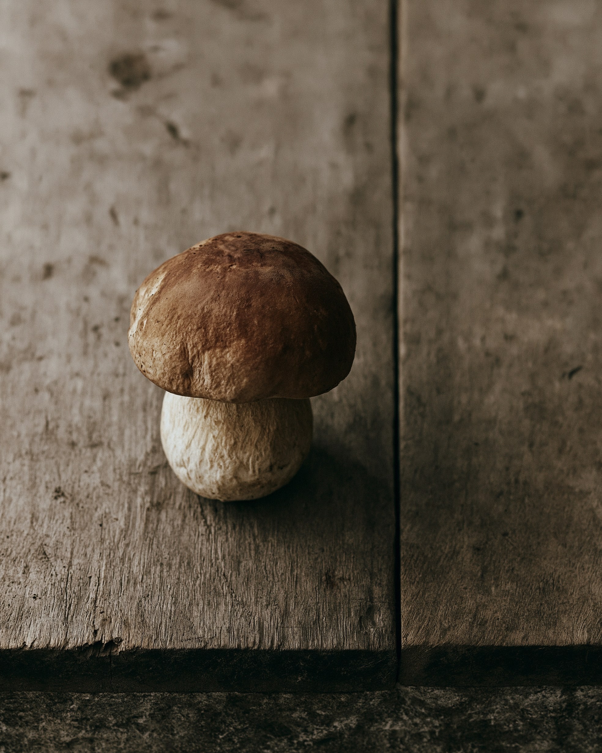 Fresh Wild Mushroom on Rustic Wood