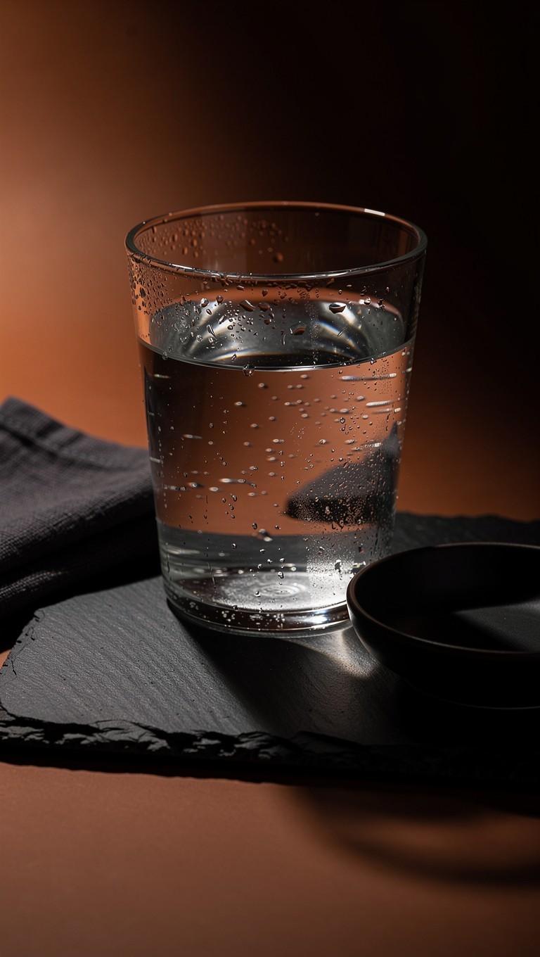 爽やかな泡入りの水のグラス