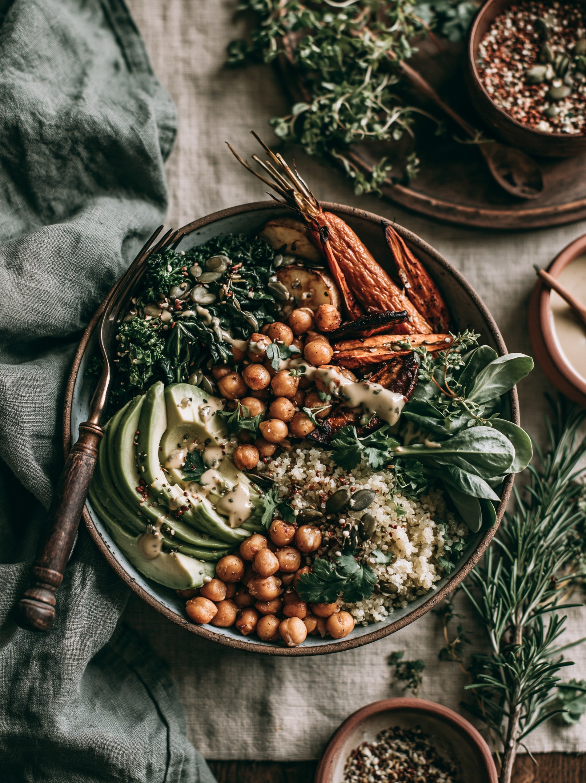 Nutritivo Tazón Budista Vegano con Quinoa y Verduras